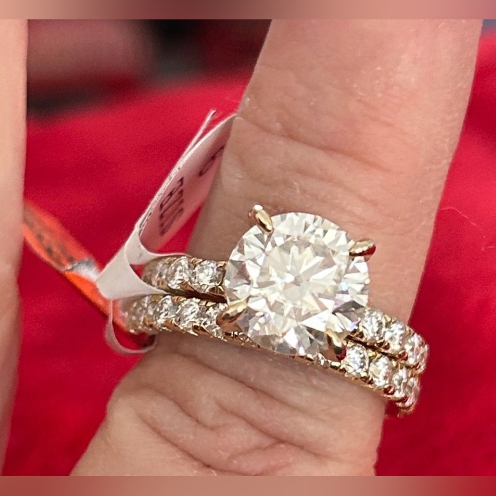 Luxury 6.0 CTW Moissanite Diamond Gold bridal wedding Ring Set size 9 - Picture 2 of 8